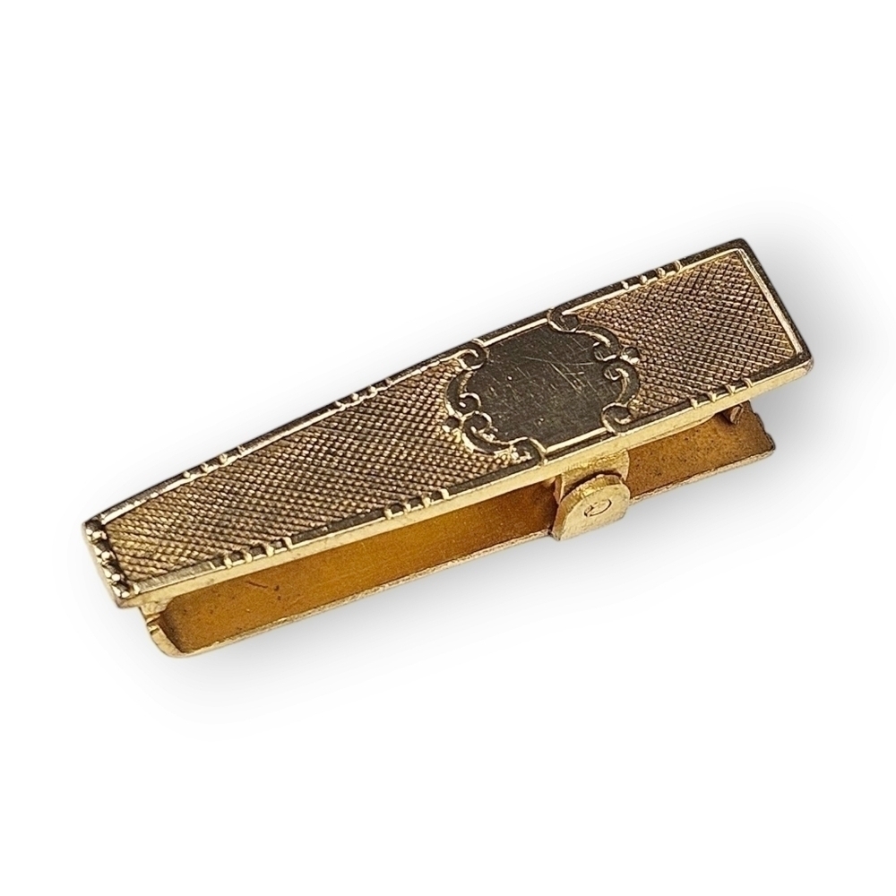 Antique Lingerie Bar Clip Art Deco Engraveable Gold Plate Crosshatch 1920s 1.25" - Picture 2 of 8